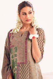 Bemberg Silk Cream Digital Print Salwar Suit